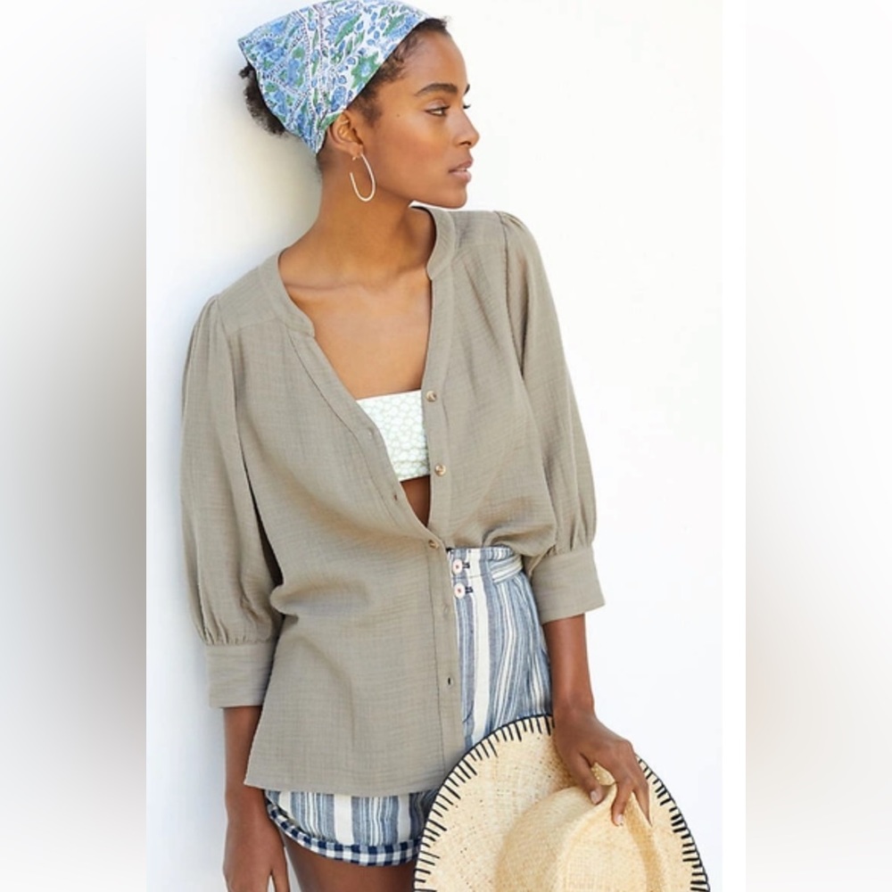 Anthropologie Porridge Gauzy Tunic Buttondown